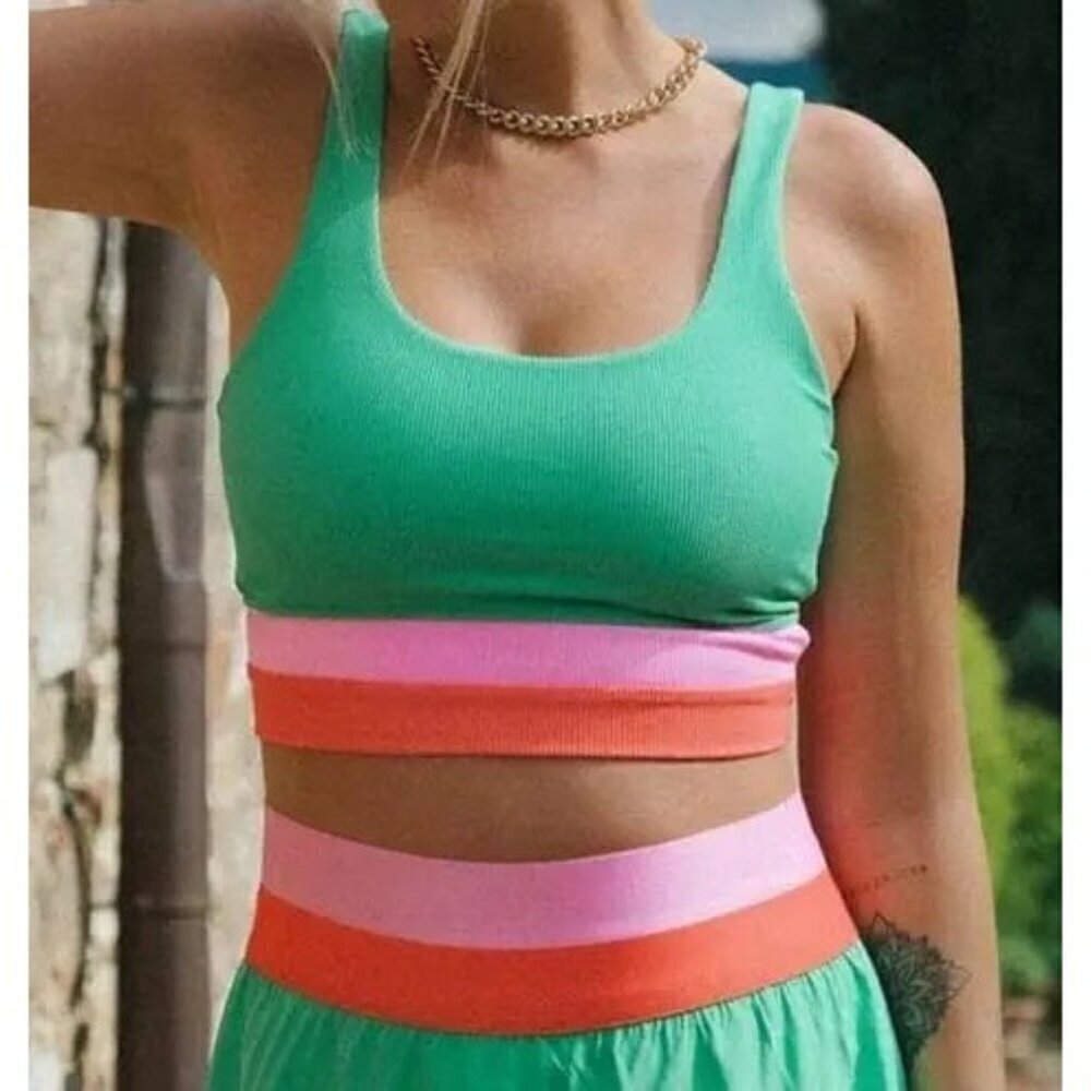 Beach Riot Sport striped colorblock top